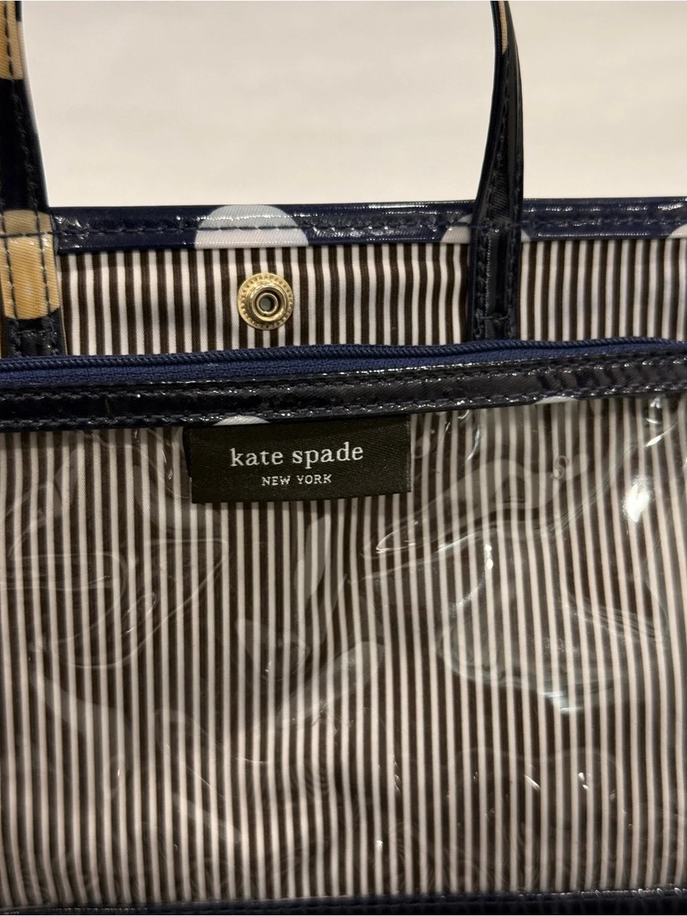 Kate Spade Le Pavillion Manuela Cosmetic Case in Navy Blue and White Polka Dot